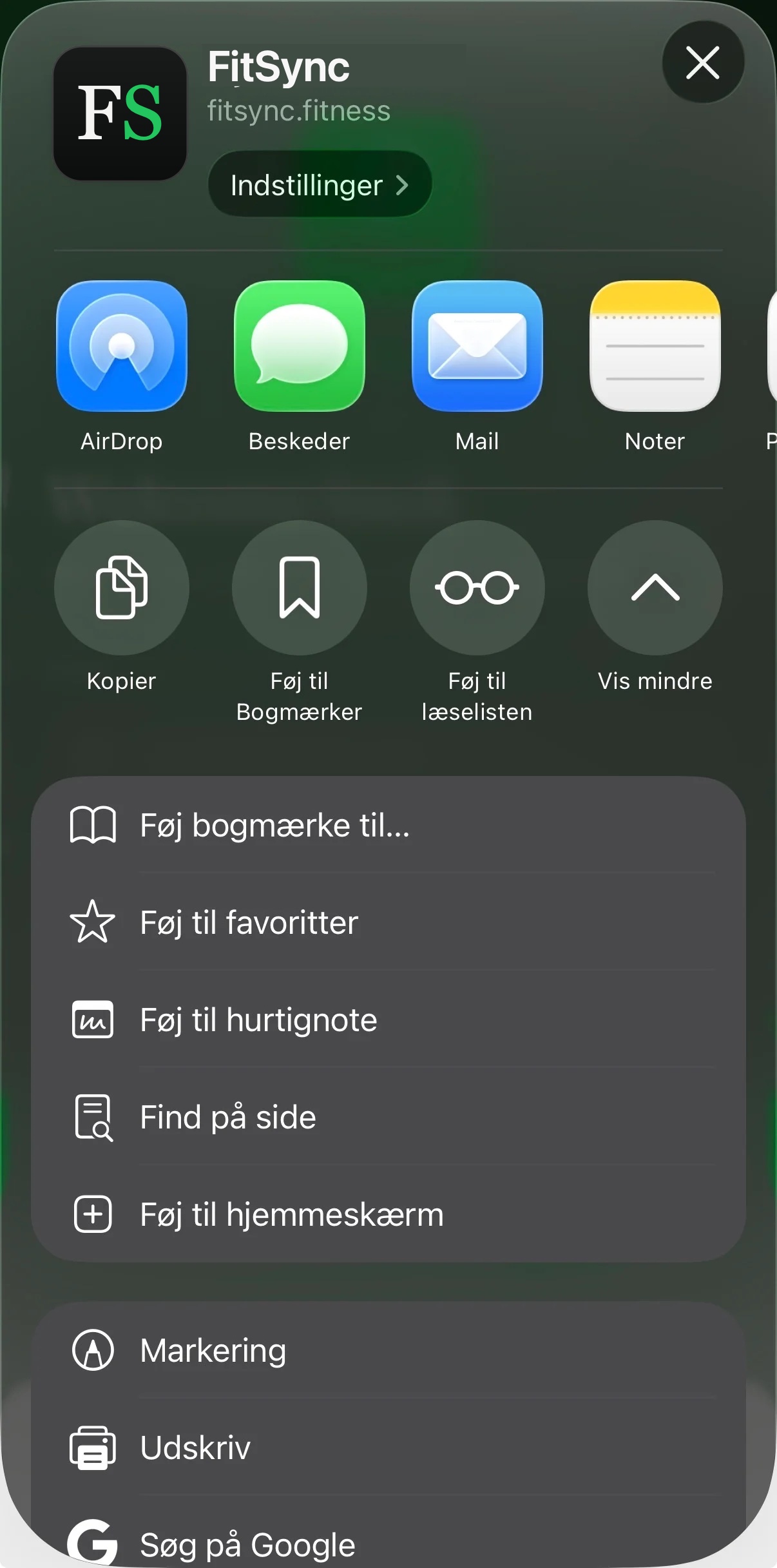 iOS share sheet showing the Add to Home Screen action